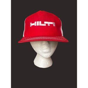 Vintage Hilti Red & White Trucker Mesh Snapback Hat